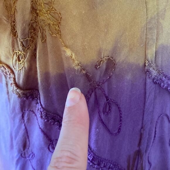 Vintage Flower Brand Yellow and Purple Tie Dye Tunic Dress with Waist Ties - Picture 11 of 13